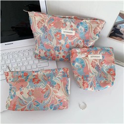 Capacious cosmetic bag, organizer bag, travel bag, small clutch bag, liner, high-quality style, flowered