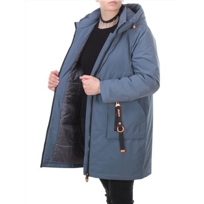 105-1 GRAY/BLUE Пальто демисезонное женское FAMILY (100 гр. синтепон)