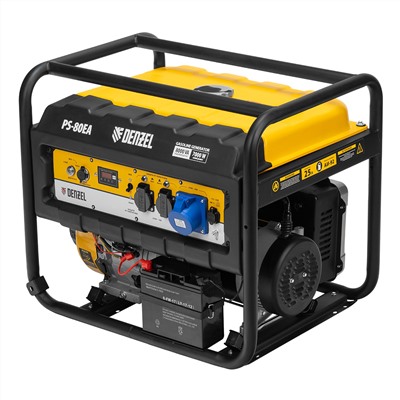 Генератор бензиновый PS 80 EA, 8.0 кВт, 230 В, 25 л, коннектор автоматики, электростартер Denzel