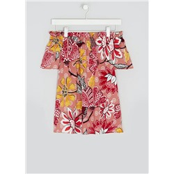 Pink Floral Bardot Top