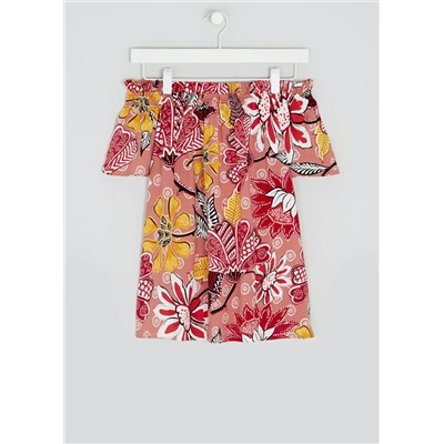 Pink Floral Bardot Top