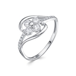 Кольцо с фианитом родированное серебро 925*