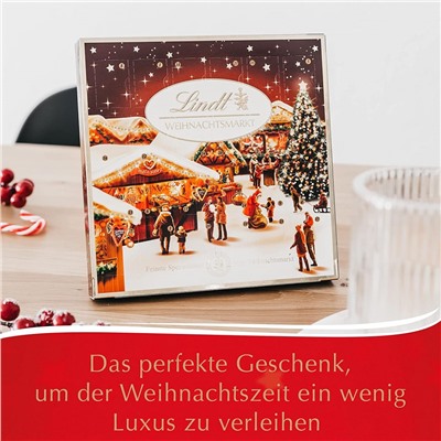 Lindt Mini-Tisch-Adventskalender Weihnachtsmarkt 115g, Линдт Адвент-календарь 2025 Рождественская ярмарка, 24 конфеты, 19см х 19см, 115 грамм