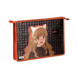 Папка для тетрадей 1 отделение, А4, ArtSpace "Kawaii", 325*230*55мм, ламинированный картон, фольга, на молнии