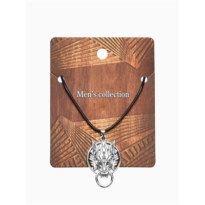 Кулон мужской «Волк» защитник, цвет чернёное серебро на чёрном шнурке, 40 см