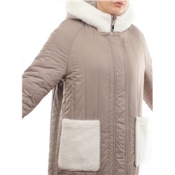 2639 BEIGE Пальто двухстороннее женское еврозима (100 гр. холлофайбер, искусственный мех)