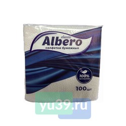 Салфетки однослойные ALBERO  24*24 см из 100% целлюлозы, 100шт.