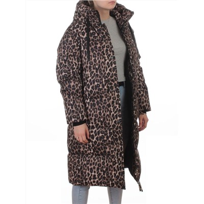 24-801 BROWN/LEOPARD Пальто зимнее женское (200 гр. холлофайбер)