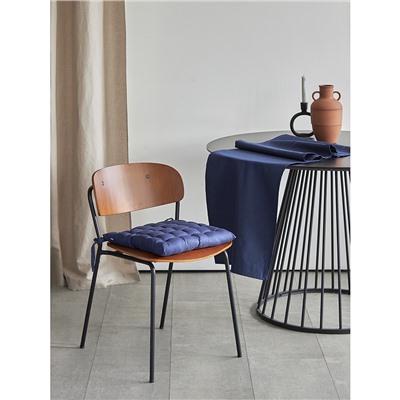 Подушка на стул из хлопка темно-синего цвета из коллекции Essential, 35х35 см