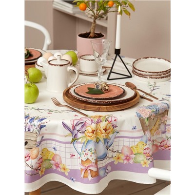 Скатерть Этель Spring easter d=149 см +/-3 см, 100% хлопок, саржа 190 г/м²