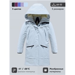 Парка зимняя женская с капюшоном светло-синего цвета 9538-1Si