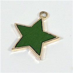 Подвеска звезда 24*27мм вставка дерево зеленое