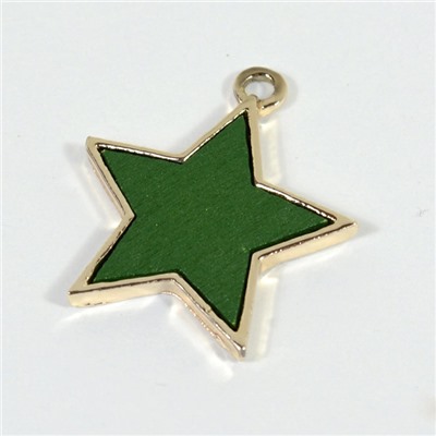 Подвеска звезда 24*27мм вставка дерево зеленое