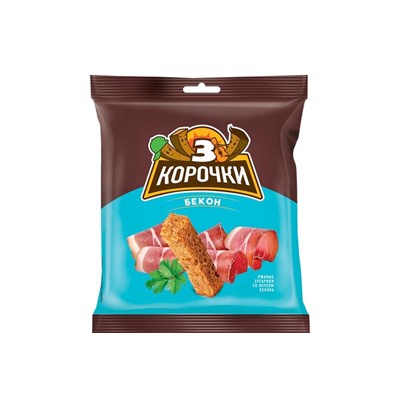 «3 Корочки», сухарики со вкусом бекона, 40 г