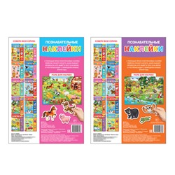 Наклейки многоразовые «Какие бывают животные», А4, набор 2 шт.