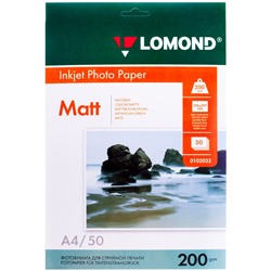 Фотобумага А4 для стр. принтеров Lomond, 200г/м2 (50л) матовая двусторонняя