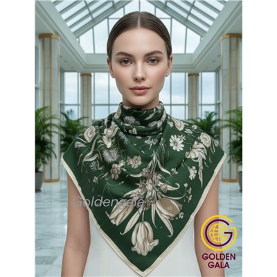 Платок утепленный "Византия" Арт 2026/4 (фон зеленый)