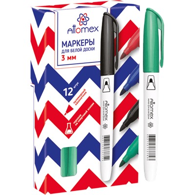 Маркер для доски "Attomex  пулевидный  3мм зеленый 5040704/12/Китай