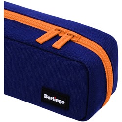 Пенал-футляр корпусный, 210*70*50 Berlingo "Navy orange", полиэстер, 3 внутренних отделения