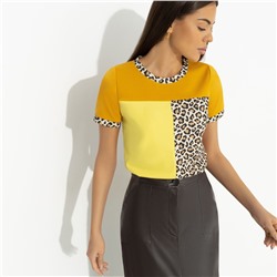 Футболка комбинированная, Стильное сочетание (оранжевая)