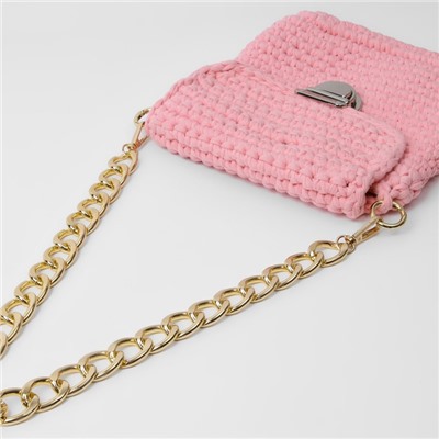 Цепочка для сумки, с карабинами, металлическая, плоская, 29×19 мм, 60 см, цвет золотой