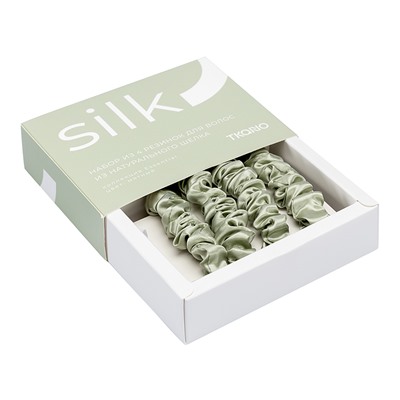 Набор из 4 шелковых резинок для волос мятного цвета из коллекции Essential