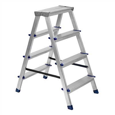 Стремянка двусторонняя 4 ступени, алюминиевая, Сибртех