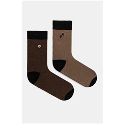 Skarpetki bawełniane męskie z ozdobnym haftem z motywem zwierzęcym (2-pack) kolor multicolor