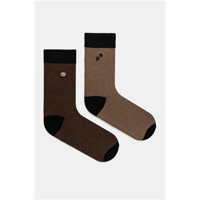 Skarpetki bawełniane męskie z ozdobnym haftem z motywem zwierzęcym (2-pack) kolor multicolor