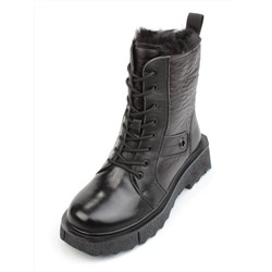 04-YPM5827A BLACK Ботинки зимние женские (натуральная кожа, натуральный мех)