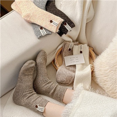 Colored warm Japanese demi-season woolen knee socks, mid-length