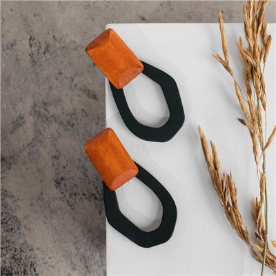 Серьги из дерева «Ваканда» неровный овал, цвет зелёно-коричневый