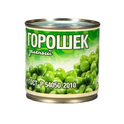 Горошек зеленый ГОСТ 1 сорт 400 г 1/ 12 ТМ Рузком