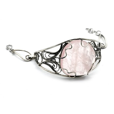 Браслет из розового кварца, 18,5см.