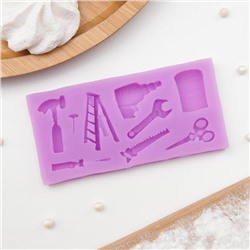 Молд для заливки «Инструменты», 9 ячеек, силикон, 10.5×5×1 см, МИКС