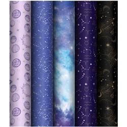 Бумага упаковочная 70*100см MESHU "В глубинах космоса" 80г/м2 ассорти 5диз MS_53489/Россия