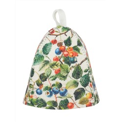 Шапка банная детская с принтом "Ягодки", войлок белый