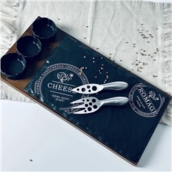 232-025 Сервировочная доска/блюдо для сыра с приборами 5пр. BLACKWOOD в под.уп.(х8)Фарфор