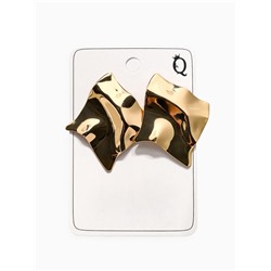 Серьги металл «Атмосфера», ромб мятый, цвет золото