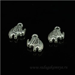 Подвеска Слоник 12*15мм, цв.античное серебро (упаковка 10штук)