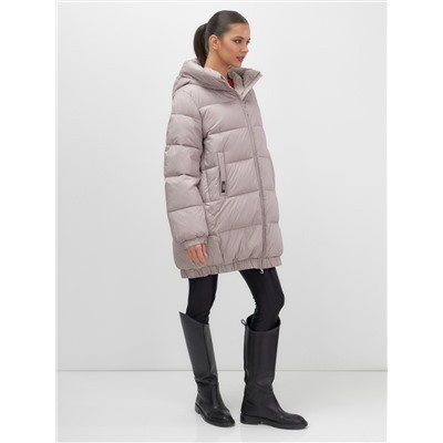 Куртка женская зимняя на резинке большого размера светло-коричневого цвета 7619SK