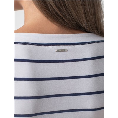 Топ в полоску с вырезом лодочка из премиального хлопка с эластаном