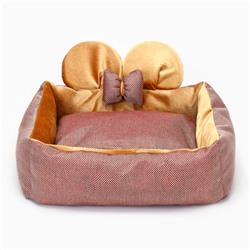 Лежанка «Милаш», 52×42×15, бязь, плюш, бежево-коричневая