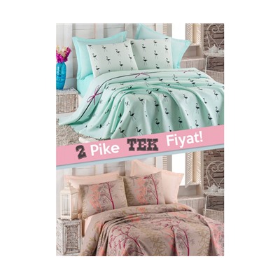 160x235 см. 2 шт. Покрывало Вафельное  Flamingo-Urla Mint Bej