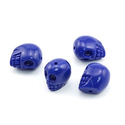 Разделитель-бусина П, Череп  9*11*13мм, цв.синий, отверстие 1,2мм.
