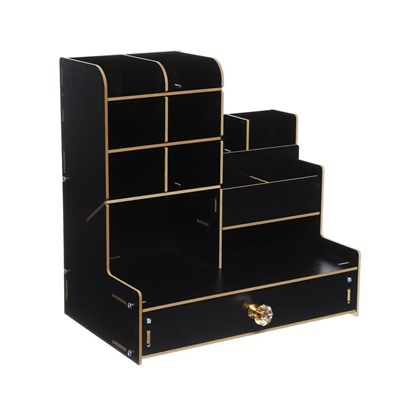 Органайзер - подставка настольный deVENTE. Elrix 24.5×15×25.5 см, МДФ, чёрный, картонная коробка