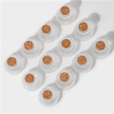 Набор баночек для специй Доляна «Парфе», 50 мл, 5.5×5.5×7 см, с пробковой крышкой, 12 шт., стекло