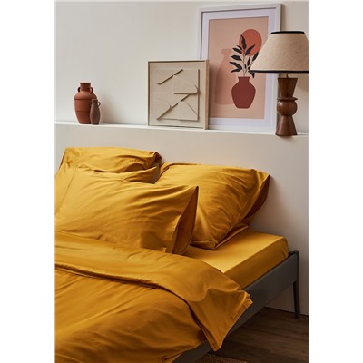 Комплект постельного белья из премиального сатина горчичного цвета из коллекции Essential, 200х220 см