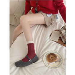 Demi-season brand knee socks with bow, mid-length