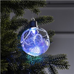 Ёлочный шар «Ледяной узор», 10 см, 1 LED, от батареек, свечение RGB